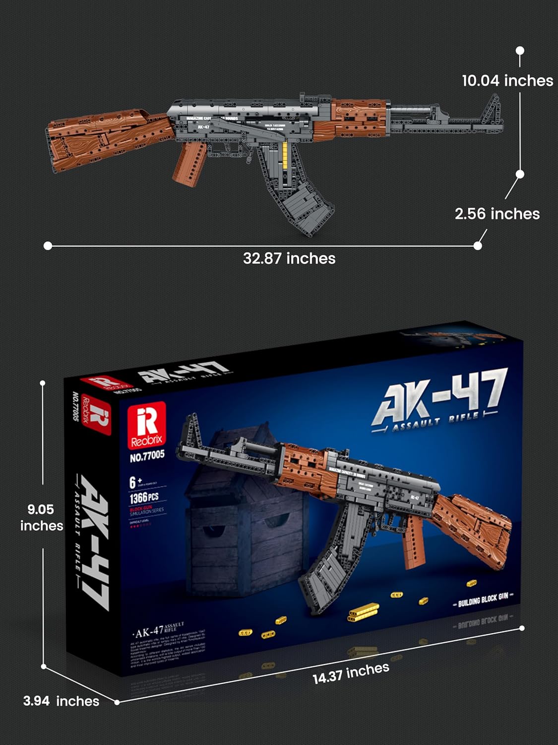 Reobrix No.77005 AK-47 アサルトライフル Reobrix 77005 AK-47 Assault Rifle Building Set
